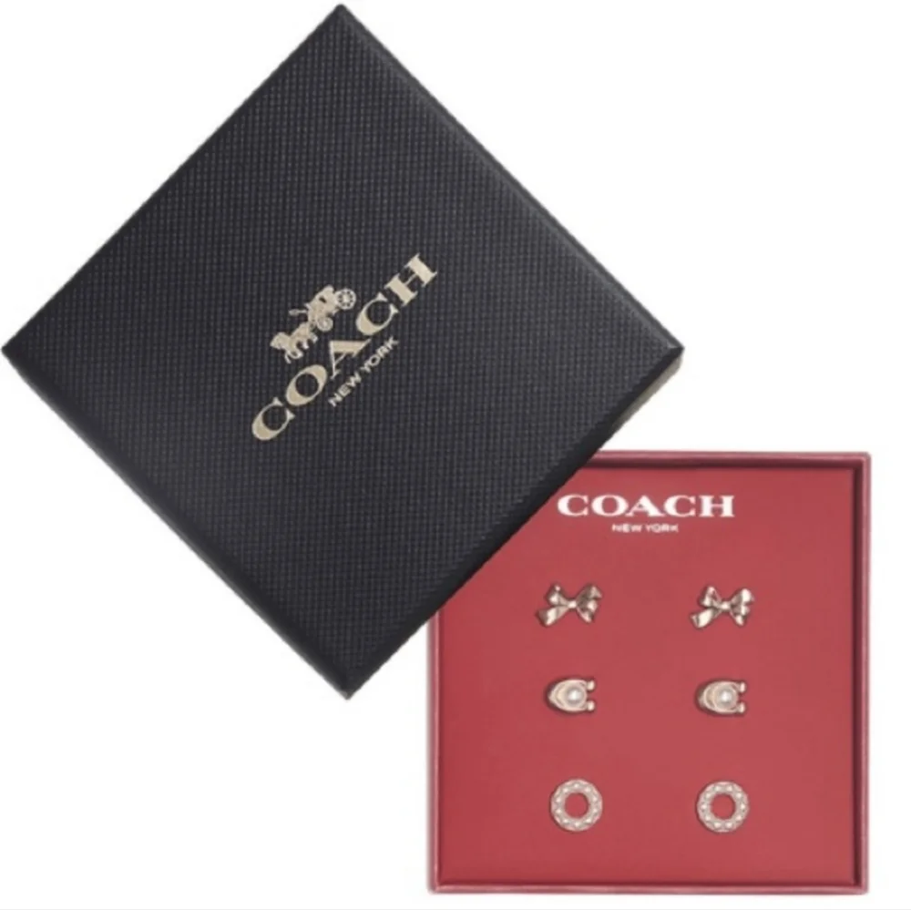 💜COACH C Stone Bow Stud Set - Picture 2 of 5